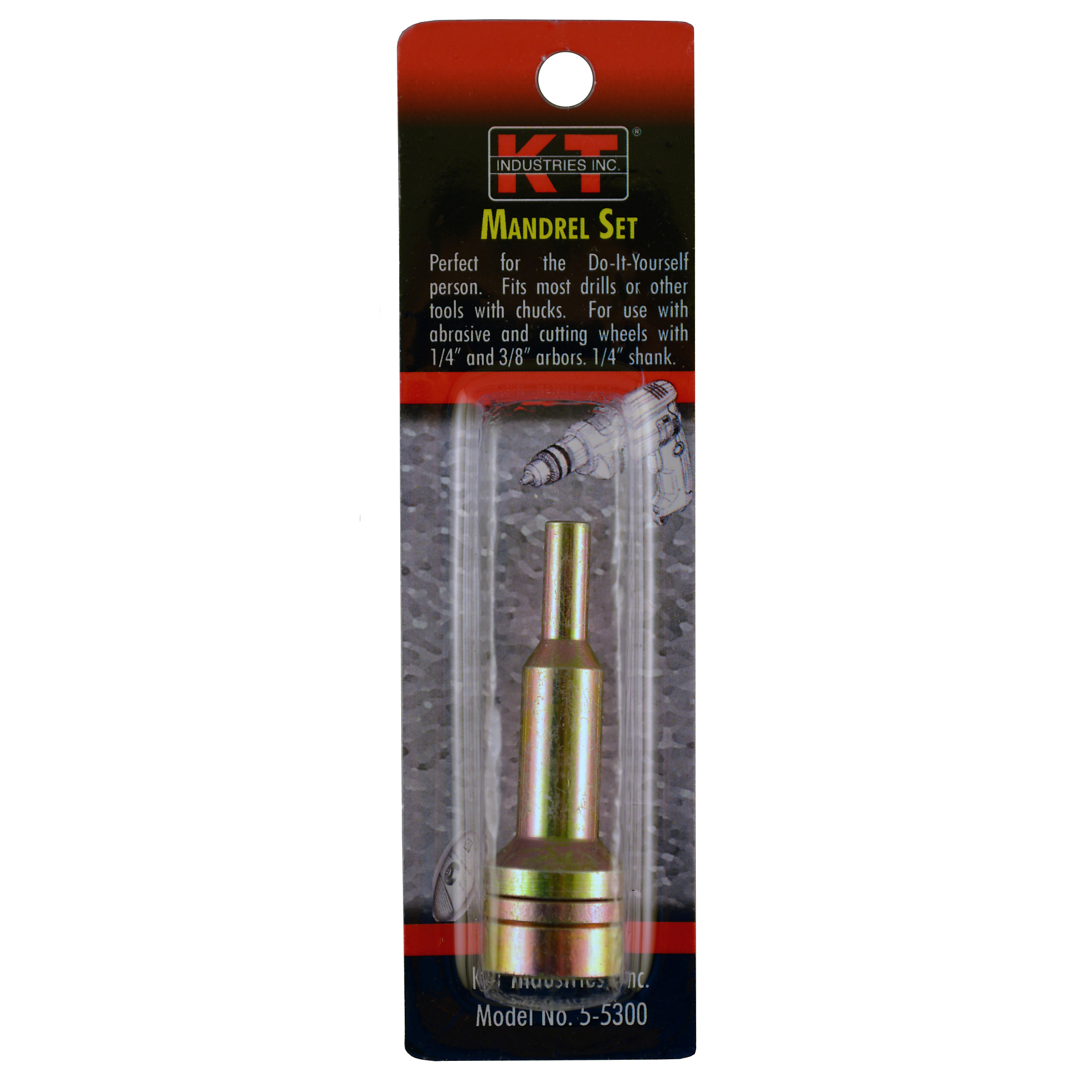 K-T Industries Grinding Mandrel — Fits 1/4in. & 3/8in. Arbored Grinding Wheels, 1/4in. Shank, Model# 5-5300